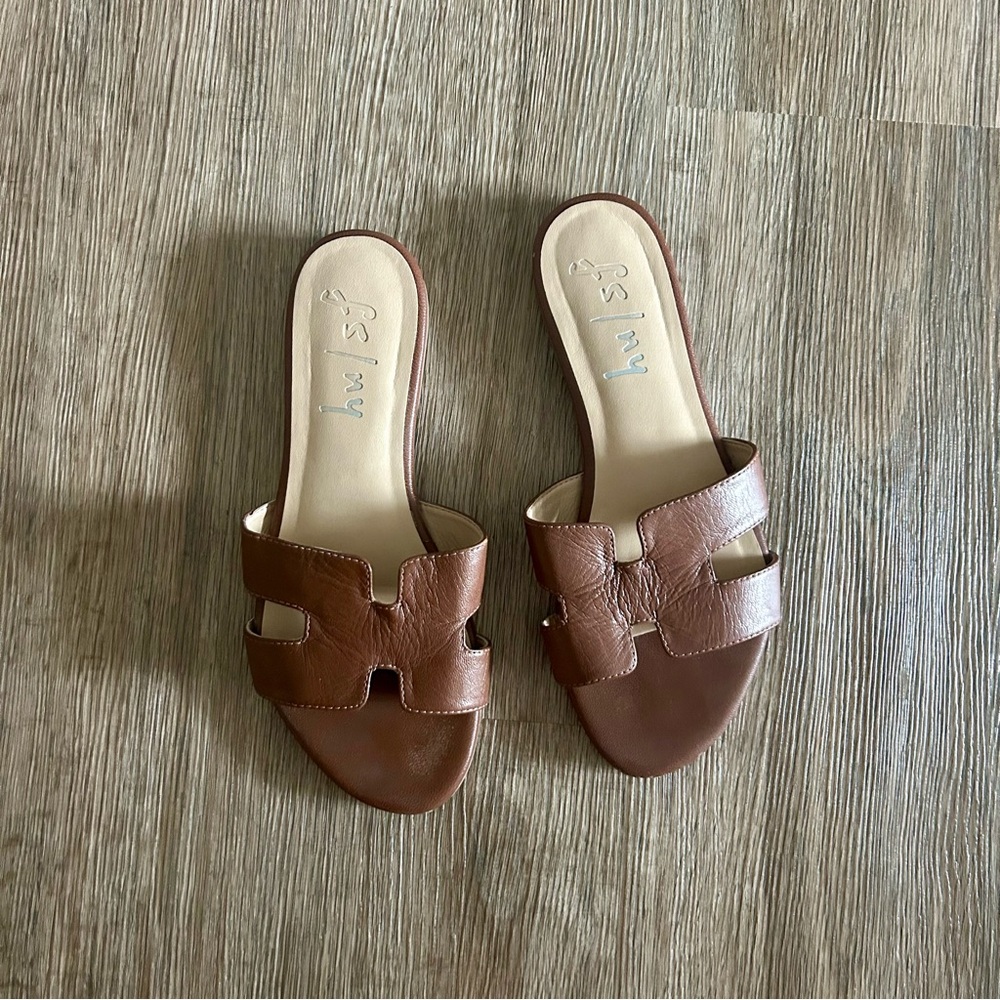 French Sole cognac leather Alibi sandals in size 6.5